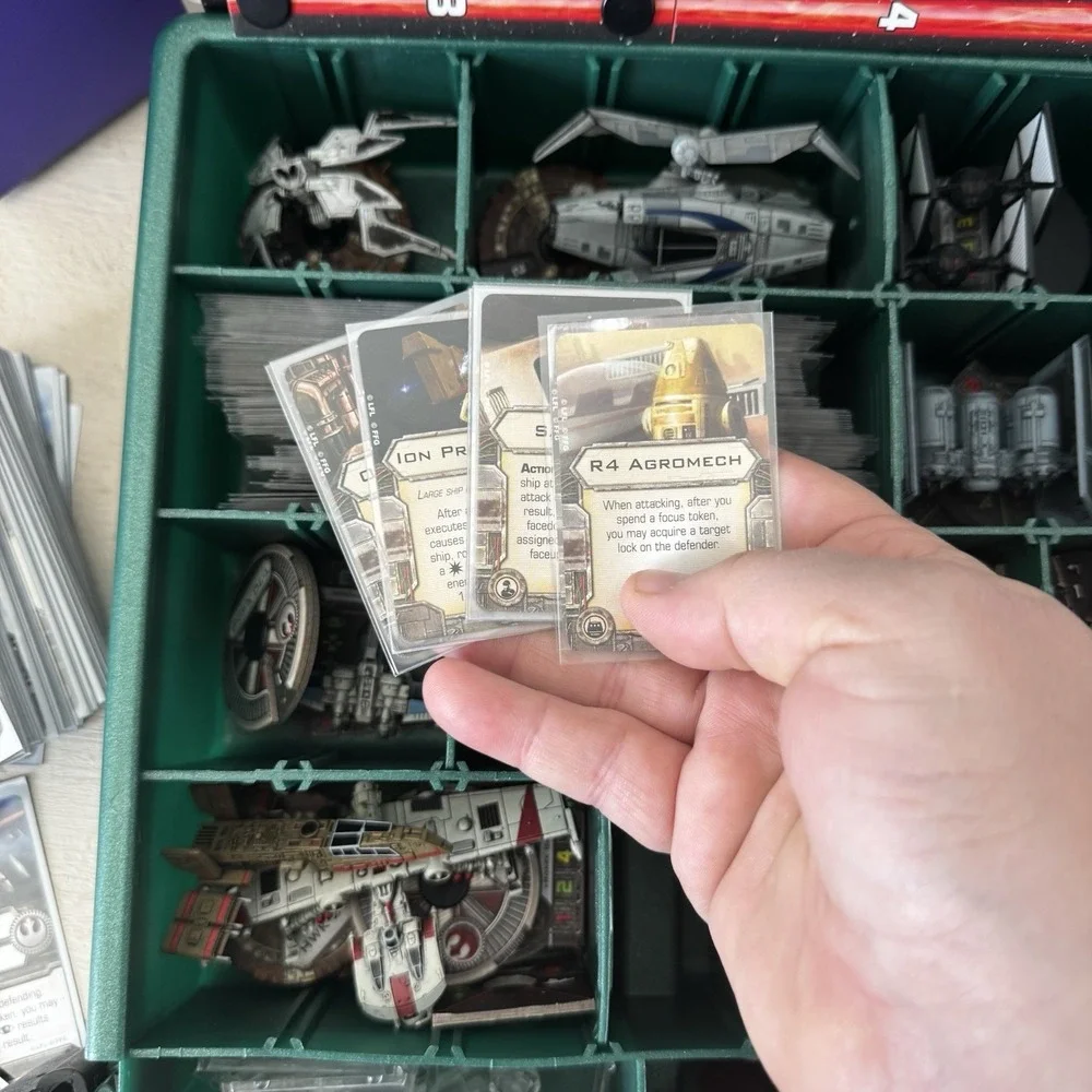 Star Wars X-wing War Game Lot; Case, Bits, Cards, Models, Templates Included